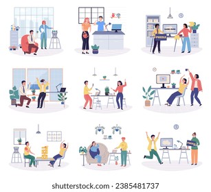 Office leisure vector illustration. Incorporating recreation into office culture fosters sense freedom and creativity Taking breaks for leisure activities provides employees with much needed