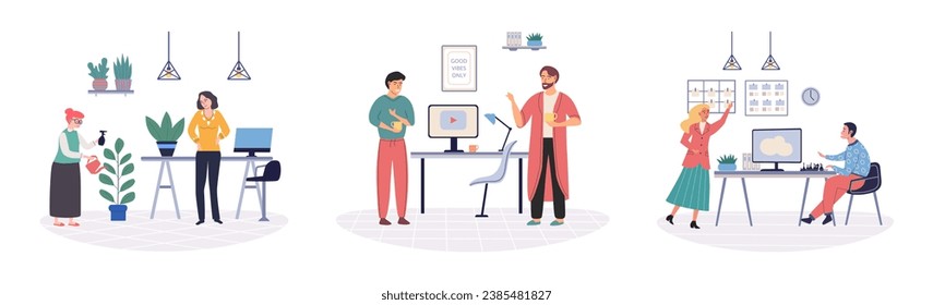 Office leisure vector illustration. Occupation in company values leisure activities contributes to job satisfaction and overall happiness Finding leisure time in office allows individuals to connect