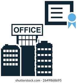 Vetor de ícone de licença do Office, simbolizando autorização, permissões e aprovações oficiais. Ideal para documentos legais, conformidade de negócios e certificação profissional.