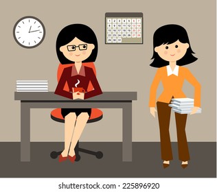 Office life. Business Woman in the style flat design