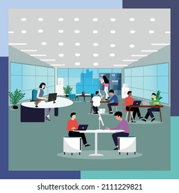 Office life concept. Flat Vector Illustration