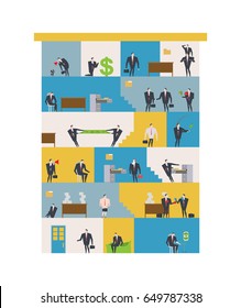 Office life Corporate. Managers in workplace. Business situation. Boss and subordinate relationship.  