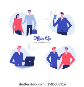 Office life - flat design style vector characters set