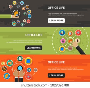 Office life flat icon concept. Vector illustration. Element template for design.