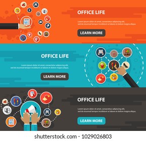 Office life flat icon concept. Vector illustration. Element template for design.