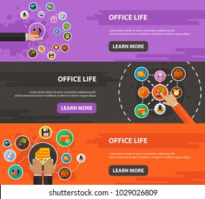 Office life flat icon concept. Vector illustration. Element template for design.