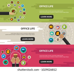 Office life flat icon concept. Vector illustration. Element template for design.
