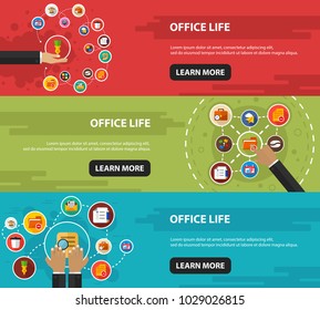 Office life flat icon concept. Vector illustration. Element template for design.