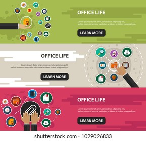 Office life flat icon concept. Vector illustration. Element template for design.