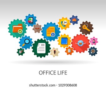 Office life flat icon concept. Vector illustration. Element template for design.