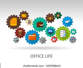 Office life flat icon concept. Vector illustration. Element template for design.