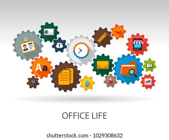 Office life flat icon concept. Vector illustration. Element template for design.