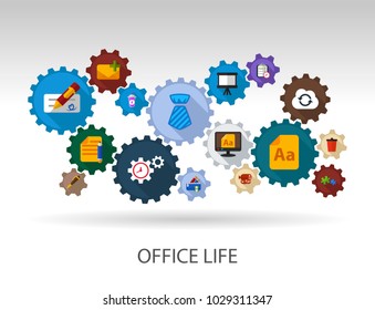 Office life flat icon concept. Vector illustration. Element template for design.