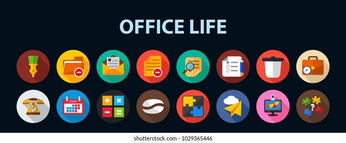 Office life flat icon concept. Vector illustration. Element template for design.