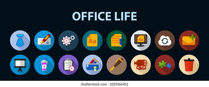 Office life flat icon concept. Vector illustration. Element template for design.