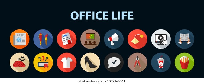 Office life flat icon concept. Vector illustration. Element template for design.