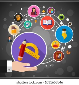Office life flat icon concept. Vector illustration. Element template for design.