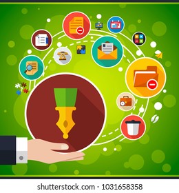 Office life flat icon concept. Vector illustration. Element template for design.
