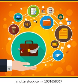 Office life flat icon concept. Vector illustration. Element template for design.