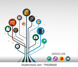 Office life flat icon concept. Vector illustration. Element template for design.