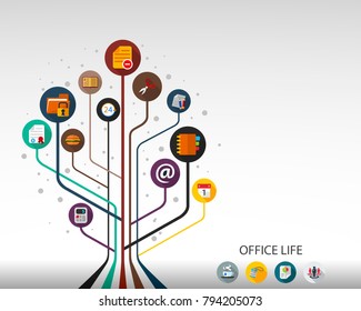 Office life flat icon concept. Vector illustration. Element template for design.