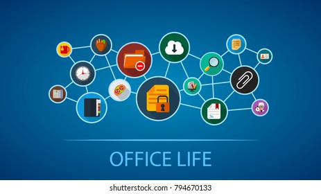 Office life flat icon concept. Vector illustration. Element template for design.