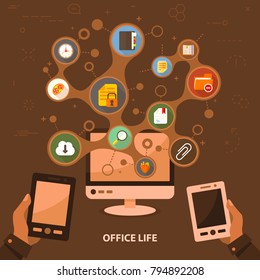 Office life flat icon concept. Vector illustration. Element template for design.