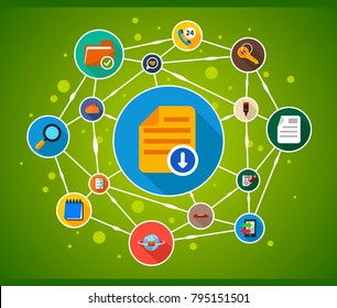 Office life flat icon concept. Vector illustration. Element template for design.