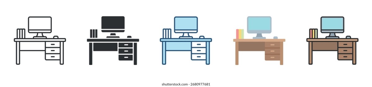Coleção de Vários Estilos de Conjunto de Ícones do Office Life