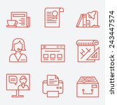 Office life icons, thin line style, flat design