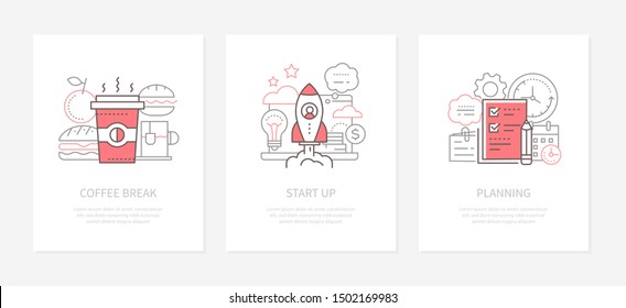 Office life - line design style icons set