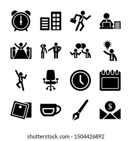 office life solid icons vector design