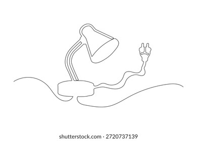 Lámpara de luz de oficina de una sola línea de arte de contorno de estilo mínimo de ilustración