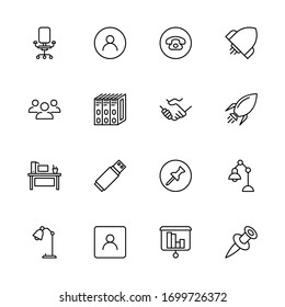 Office line icon set. Collection of vector symbol in trendy flat style on white background. Office sings for design.