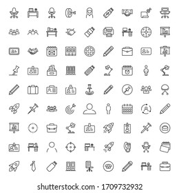 Office line icon set. Collection of vector symbol in trendy flat style on white background. Office sings for design.