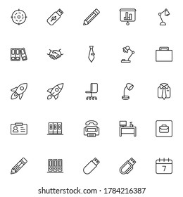 Office line icon set. Collection of vector symbol in trendy flat style on white background. Office sings for design.