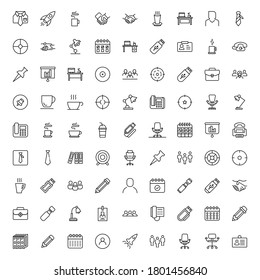 Conjunto de iconos de línea de Office. Colección de símbolos vectoriales en estilo plano a la moda sobre fondo blanco. La oficina canta para el diseño.