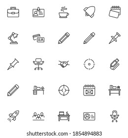 Office line icon set. Collection of vector symbol in trendy flat style on white background. Office sings for design.