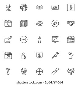 Office line icon set. Collection of vector symbol in trendy flat style on white background. Office sings for design.