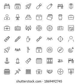 Office line icon set. Collection of vector symbol in trendy flat style on white background. Office sings for design.