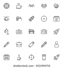 Office line icon set. Collection of vector symbol in trendy flat style on white background. Office sings for design.