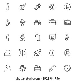 Office line icon set. Collection of vector symbol in trendy flat style on white background. Office sings for design.