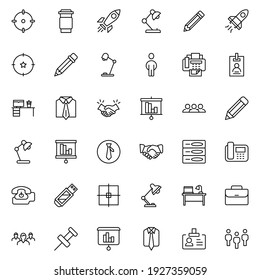 Office line icon set. Collection of vector symbol in trendy flat style on white background. Office sings for design.