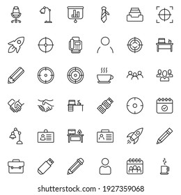 Office line icon set. Collection of vector symbol in trendy flat style on white background. Office sings for design.