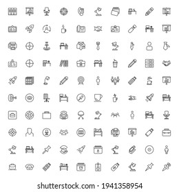 Office line icon set. Collection of vector symbol in trendy flat style on white background. Office sings for design.