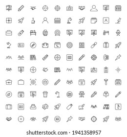 Office line icon set. Collection of vector symbol in trendy flat style on white background. Office sings for design.