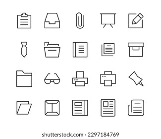 office line icon set with editable stroke. Outline collection of vector objects. Premium icon pack