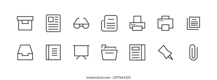 office line icon set with editable stroke. Outline collection of vector objects. Premium icon pack