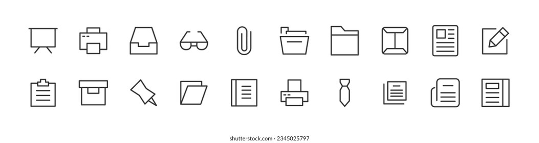 office line icon set with editable stroke. Outline collection of vector objects. Premium icon pack