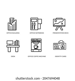Office Line Icon Set Vector Template. Simple Black Line Icons